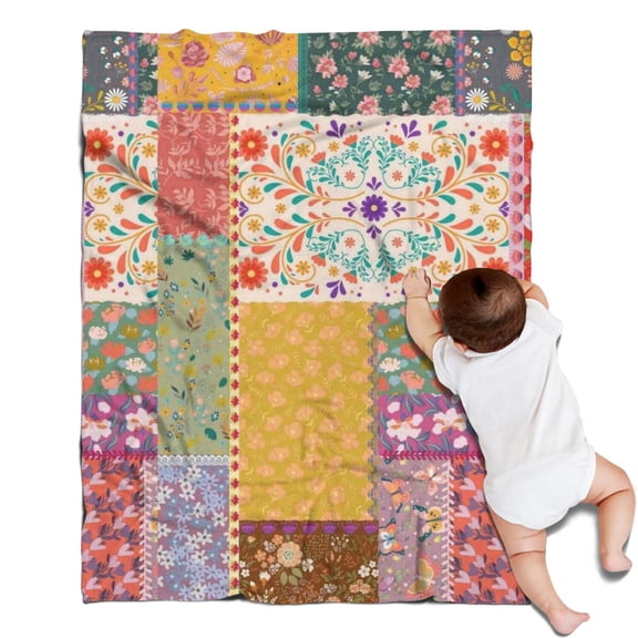 Pioneer Flower Floral Print Pattern Blanket,Comfortable Soft Flannel Throw Blanket,All Season,Warm Lightweight Blankets for Sofa Bed Couch Living Room Chair,30"x40"