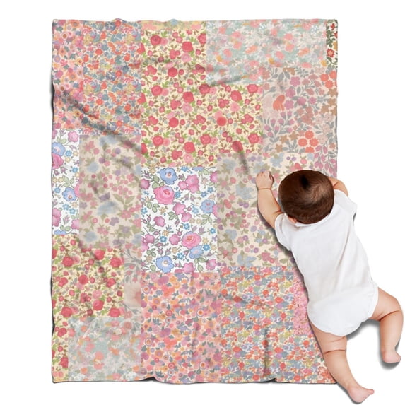 Pioneer Flower Floral Print Pattern Blanket,Comfortable Soft Flannel Throw Blanket,All Season,Warm Lightweight Blankets for Sofa Bed Couch Living Room Chair,30"x40"