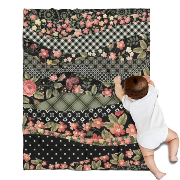 Pioneer Flower Floral Print Pattern Blanket,Comfortable Soft Flannel Throw Blanket,All Season,Warm Lightweight Blankets for Sofa Bed Couch Living Room Chair,30"x40"