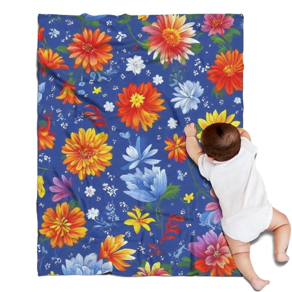 Pioneer Flower Floral Print Pattern Blanket,Comfortable Soft Flannel Throw Blanket,All Season,Warm Lightweight Blankets for Sofa Bed Couch Living Room Chair,30"x40"