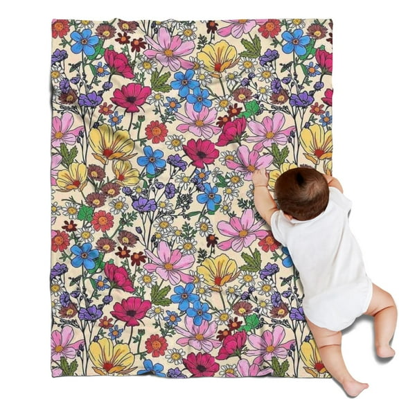 Pioneer Flower Floral Print Pattern Blanket,Comfortable Soft Flannel Throw Blanket,All Season,Warm Lightweight Blankets for Sofa Bed Couch Living Room Chair,30"x40"