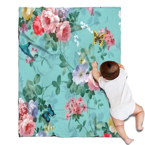 Pioneer Flower Floral Print Pattern Blanket,Comfortable Soft Flannel Throw Blanket,All Season,Warm Lightweight Blankets for Sofa Bed Couch Living Room Chair,30"x40"