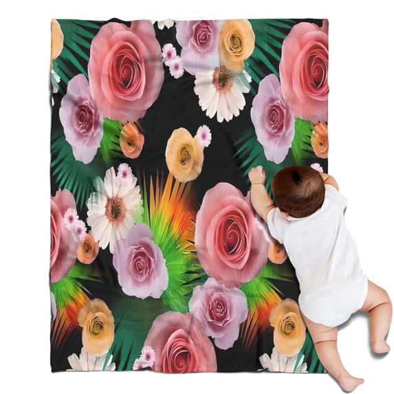 Pioneer Flower Floral Print Pattern Blanket,Comfortable Soft Flannel Throw Blanket,All Season,Warm Lightweight Blankets for Sofa Bed Couch Living Room Chair,30"x40"
