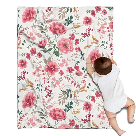 Pioneer Flower Floral Print Pattern Blanket,Comfortable Soft Flannel Throw Blanket,All Season,Warm Lightweight Blankets for Sofa Bed Couch Living Room Chair,30"x40"