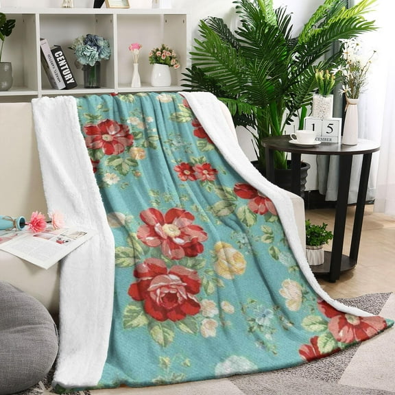 Pioneer Flower Floral Print Pattern Blanket,Comfortable Soft Flannel Throw Blanket,All Season,Warm Lightweight Blankets for Sofa Bed Couch Living Room Chair,40"x50"