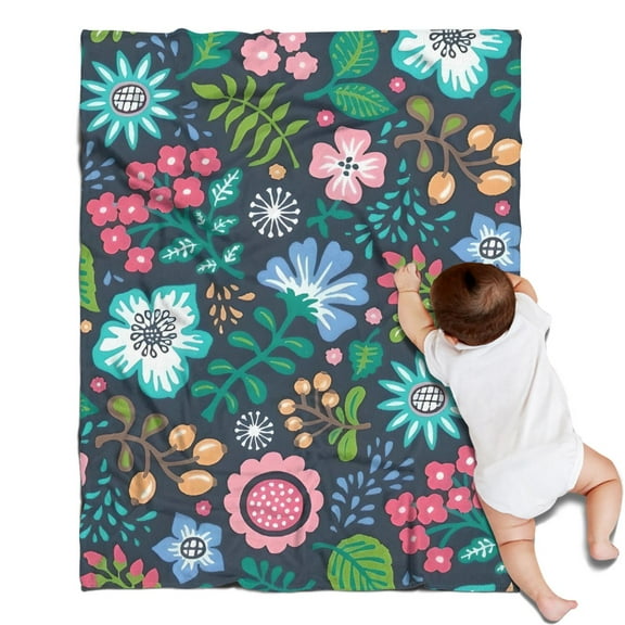 Pioneer Flower Floral Print Pattern Blanket,Comfortable Soft Flannel Throw Blanket,All Season,Warm Lightweight Blankets for Sofa Bed Couch Living Room Chair,30"x40"