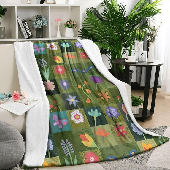 Pioneer Flower Floral Print Pattern Blanket,Comfortable Soft Flannel Throw Blanket,All Season,Warm Lightweight Blankets for Sofa Bed Couch Living Room Chair,50"x60"