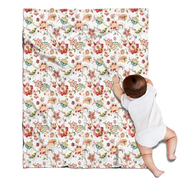 Pioneer Flower Floral Print Pattern Blanket,Comfortable Soft Flannel Throw Blanket,All Season,Warm Lightweight Blankets for Sofa Bed Couch Living Room Chair,30"x40"
