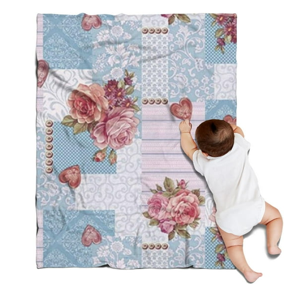 Pioneer Flower Floral Print Pattern Blanket,Comfortable Soft Flannel Throw Blanket,All Season,Warm Lightweight Blankets for Sofa Bed Couch Living Room Chair,30"x40"