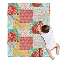 Pioneer Flower Floral Print Pattern Blanket,Comfortable Soft Flannel Throw Blanket,All Season,Warm Lightweight Blankets for Sofa Bed Couch Living Room Chair,30"x40"