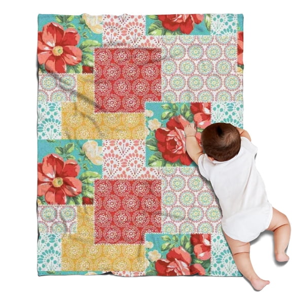 Pioneer Flower Floral Print Pattern Blanket,Comfortable Soft Flannel Throw Blanket,All Season,Warm Lightweight Blankets for Sofa Bed Couch Living Room Chair,30"x40"