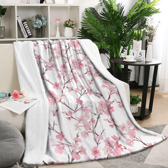 Pioneer Flower Floral Print Pattern Blanket,Comfortable Soft Flannel Throw Blanket,All Season,Warm Lightweight Blankets for Sofa Bed Couch Living Room Chair,50"x60"