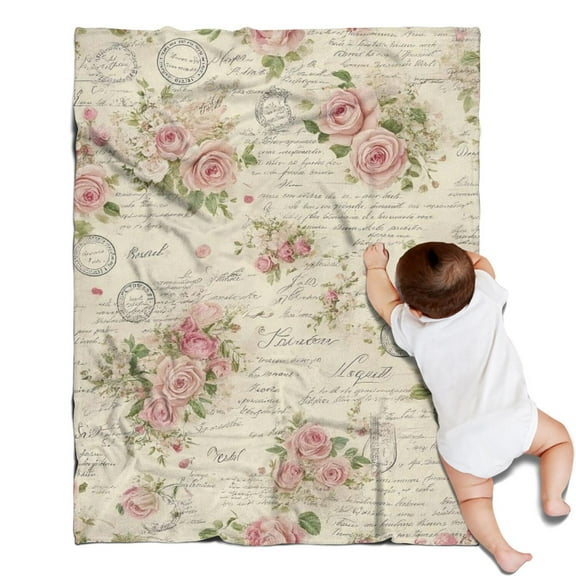 Pioneer Flower Floral Print Pattern Blanket,Comfortable Soft Flannel Throw Blanket,All Season,Warm Lightweight Blankets for Sofa Bed Couch Living Room Chair,30"x40"