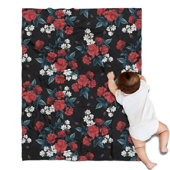 Pioneer Flower Floral Print Pattern Blanket,Comfortable Soft Flannel Throw Blanket,All Season,Warm Lightweight Blankets for Sofa Bed Couch Living Room Chair,30"x40"