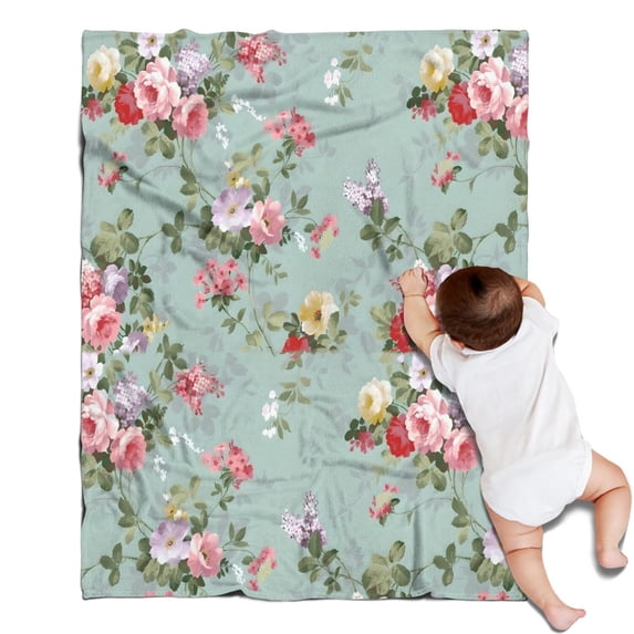 Pioneer Flower Floral Print Pattern Blanket,Comfortable Soft Flannel Throw Blanket,All Season,Warm Lightweight Blankets for Sofa Bed Couch Living Room Chair,30"x40"