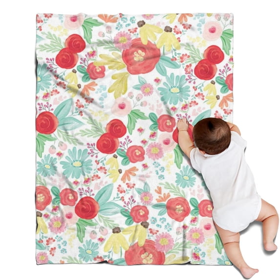 Pioneer Flower Floral Print Pattern Blanket,Comfortable Soft Flannel Throw Blanket,All Season,Warm Lightweight Blankets for Sofa Bed Couch Living Room Chair,30"x40"