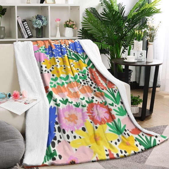 Pioneer Flower Floral Print Pattern Blanket,Comfortable Soft Flannel Throw Blanket,All Season,Warm Lightweight Blankets for Sofa Bed Couch Living Room Chair,40"x50"