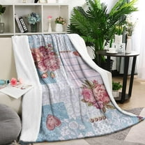 Pioneer Flower Floral Print Pattern Blanket,Comfortable Soft Lamb Wool Throw Blanket,All Season,Warm Lightweight Blankets for Sofa Bed Couch Living Room Chair,40"x50"