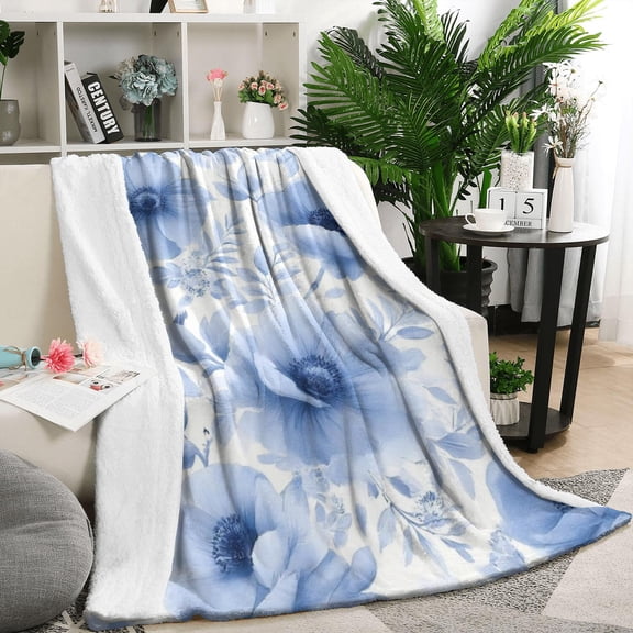 Pioneer Flower Floral Print Pattern Blanket,Comfortable Soft Lamb Wool Throw Blanket,All Season,Warm Lightweight Blankets for Sofa Bed Couch Living Room Chair,50"x60"