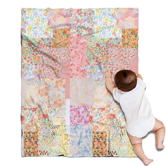 Pioneer Flower Floral Print Pattern Blanket,Comfortable Soft Lamb Wool Throw Blanket,All Season,Warm Lightweight Blankets for Sofa Bed Couch Living Room Chair,30"x40"
