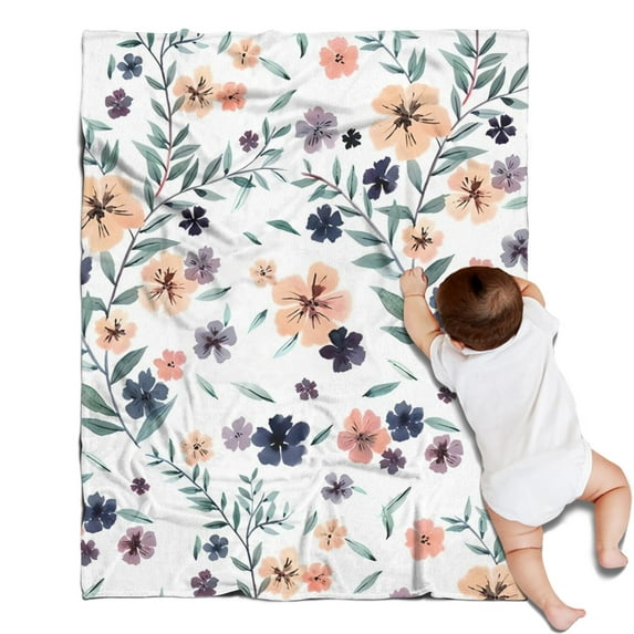 Pioneer Flower Floral Print Pattern Blanket,Comfortable Soft Lamb Wool Throw Blanket,All Season,Warm Lightweight Blankets for Sofa Bed Couch Living Room Chair,30"x40"