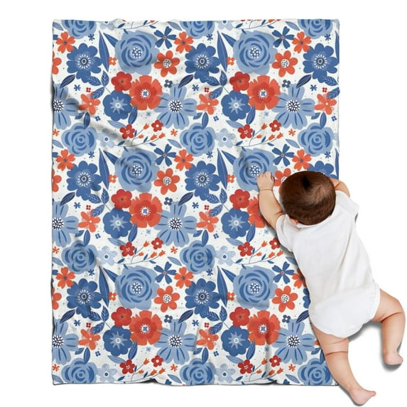 Pioneer Flower Floral Print Pattern Blanket,Comfortable Soft Lamb Wool Throw Blanket,All Season,Warm Lightweight Blankets for Sofa Bed Couch Living Room Chair,30"x40"