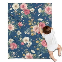 Pioneer Flower Floral Print Pattern Blanket,Comfortable Soft Lamb Wool Throw Blanket,All Season,Warm Lightweight Blankets for Sofa Bed Couch Living Room Chair,30"x40"