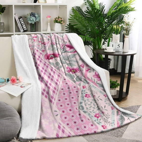 Pioneer Flower Floral Print Pattern Blanket,Comfortable Soft Lamb Wool Throw Blanket,All Season,Warm Lightweight Blankets for Sofa Bed Couch Living Room Chair,40"x50"