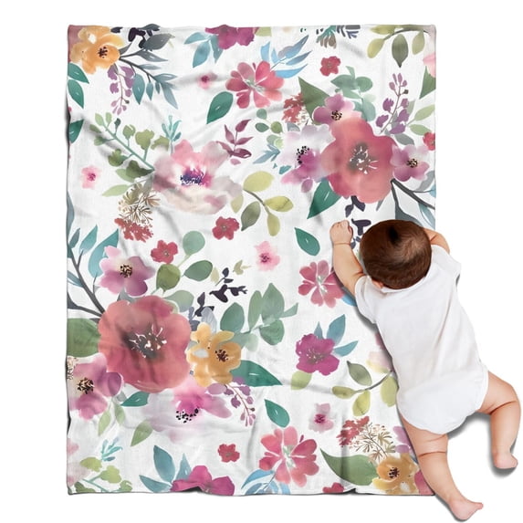 Pioneer Flower Floral Print Pattern Blanket,Comfortable Soft Lamb Wool Throw Blanket,All Season,Warm Lightweight Blankets for Sofa Bed Couch Living Room Chair,30"x40"