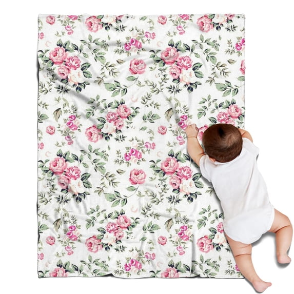 Pioneer Flower Floral Print Pattern Blanket,Comfortable Soft Lamb Wool Throw Blanket,All Season,Warm Lightweight Blankets for Sofa Bed Couch Living Room Chair,30"x40"