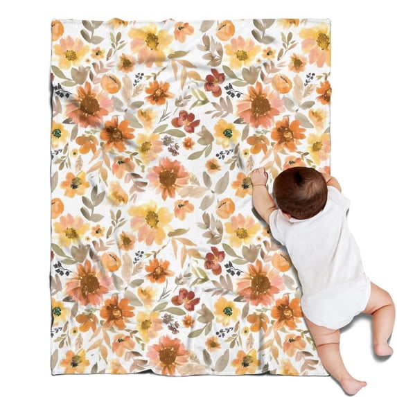 Pioneer Flower Floral Print Pattern Blanket,Comfortable Soft Lamb Wool Throw Blanket,All Season,Warm Lightweight Blankets for Sofa Bed Couch Living Room Chair,30"x40"