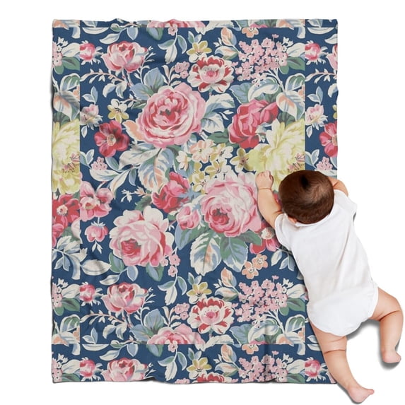 Pioneer Flower Floral Print Pattern Blanket,Comfortable Soft Lamb Wool Throw Blanket,All Season,Warm Lightweight Blankets for Sofa Bed Couch Living Room Chair,30"x40"