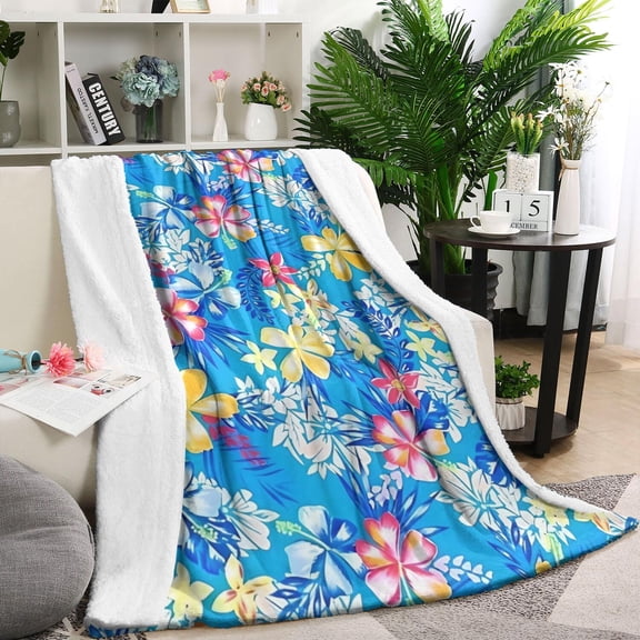 Pioneer Flower Floral Print Pattern Blanket,Comfortable Soft Lamb Wool Throw Blanket,All Season,Warm Lightweight Blankets for Sofa Bed Couch Living Room Chair,60"x80"