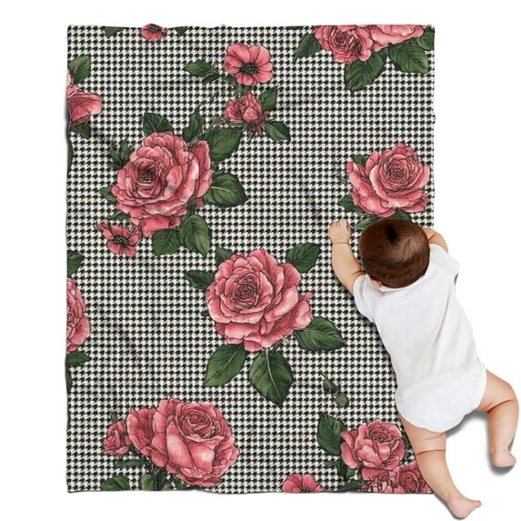 Pioneer Flower Floral Print Pattern Blanket,Comfortable Soft Lamb Wool Throw Blanket,All Season,Warm Lightweight Blankets for Sofa Bed Couch Living Room Chair,30"x40"