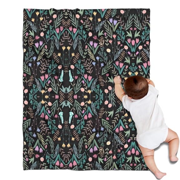 Pioneer Flower Floral Print Pattern Blanket,Comfortable Soft Lamb Wool Throw Blanket,All Season,Warm Lightweight Blankets for Sofa Bed Couch Living Room Chair,30"x40"