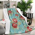 thumbnail image 1 of Pioneer Flower Floral Print Pattern Blanket,Comfortable Soft Lamb Wool Throw Blanket,All Season,Warm Lightweight Blankets for Sofa Bed Couch Living Room Chair,50"x60", 1 of 4