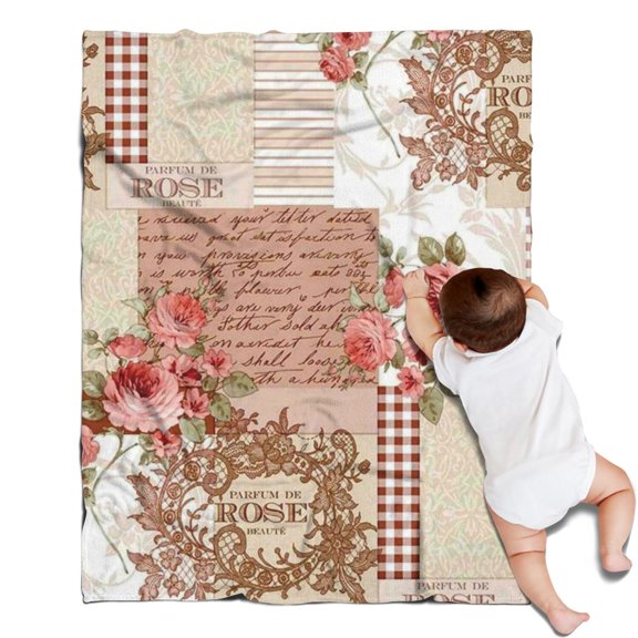 Pioneer Flower Floral Print Pattern Blanket,Comfortable Soft Lamb Wool Throw Blanket,All Season,Warm Lightweight Blankets for Sofa Bed Couch Living Room Chair,30"x40"