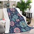 thumbnail image 1 of Pioneer Flower Floral Print Pattern Blanket,Comfortable Soft Lamb Wool Throw Blanket,All Season,Warm Lightweight Blankets for Sofa Bed Couch Living Room Chair,40"x50", 1 of 4