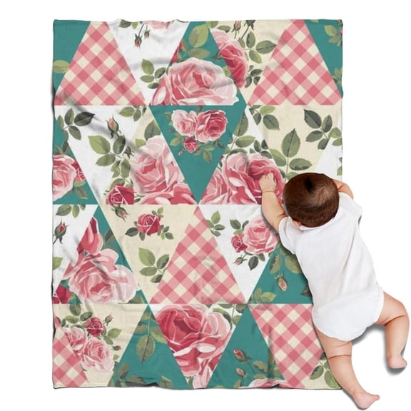 Pioneer Flower Floral Print Pattern Blanket,Comfortable Soft Lamb Wool Throw Blanket,All Season,Warm Lightweight Blankets for Sofa Bed Couch Living Room Chair,30"x40"