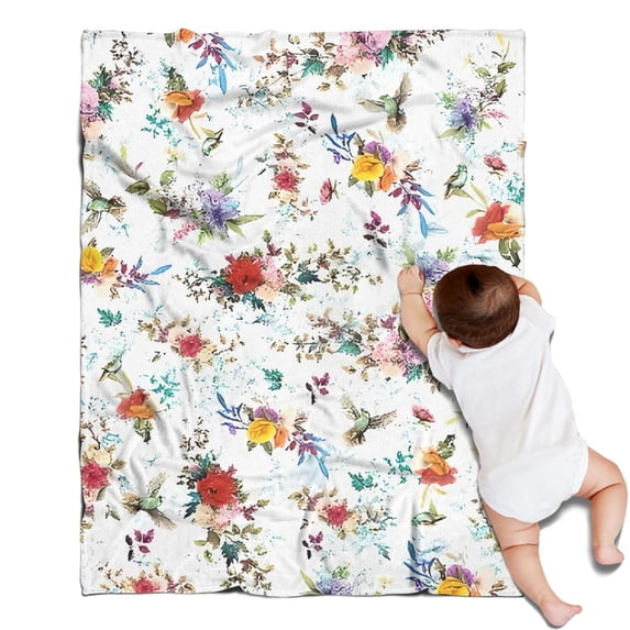 Pioneer Flower Floral Print Pattern Blanket,Comfortable Soft Lamb Wool Throw Blanket,All Season,Warm Lightweight Blankets for Sofa Bed Couch Living Room Chair,30"x40"