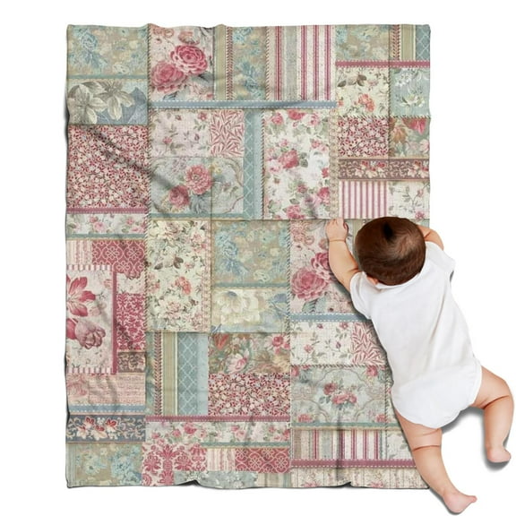 Pioneer Flower Floral Print Pattern Blanket,Comfortable Soft Lamb Wool Throw Blanket,All Season,Warm Lightweight Blankets for Sofa Bed Couch Living Room Chair,30"x40"