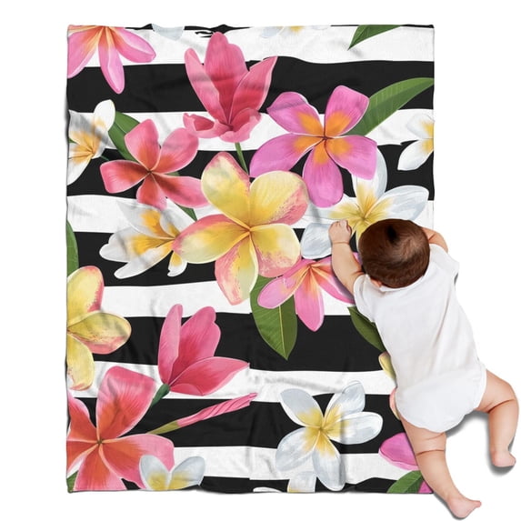 Pioneer Flower Floral Print Pattern Blanket,Comfortable Soft Lamb Wool Throw Blanket,All Season,Warm Lightweight Blankets for Sofa Bed Couch Living Room Chair,30"x40"