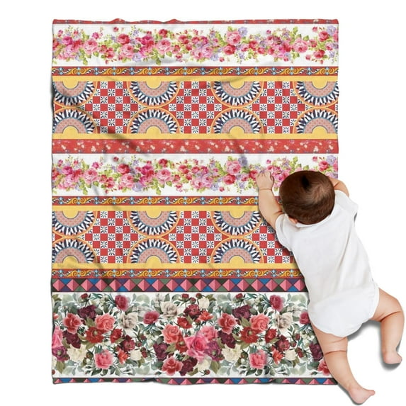 Pioneer Flower Floral Print Pattern Blanket,Comfortable Soft Lamb Wool Throw Blanket,All Season,Warm Lightweight Blankets for Sofa Bed Couch Living Room Chair,30"x40"