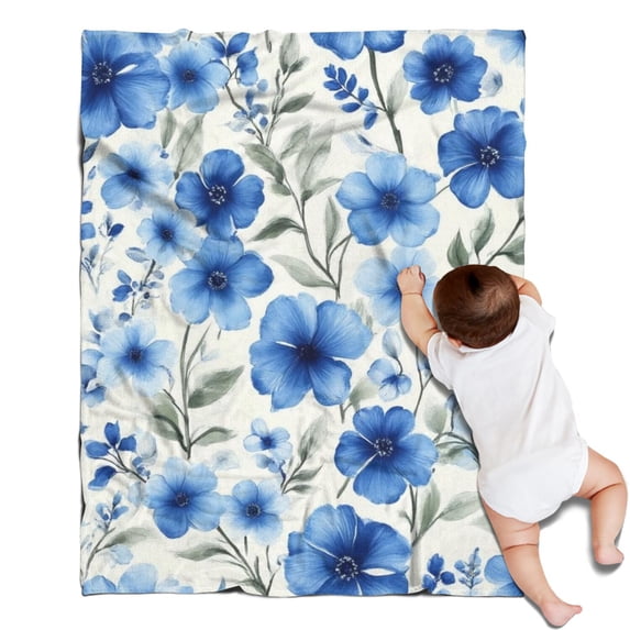 Pioneer Flower Floral Print Pattern Blanket,Comfortable Soft Lamb Wool Throw Blanket,All Season,Warm Lightweight Blankets for Sofa Bed Couch Living Room Chair,30"x40"