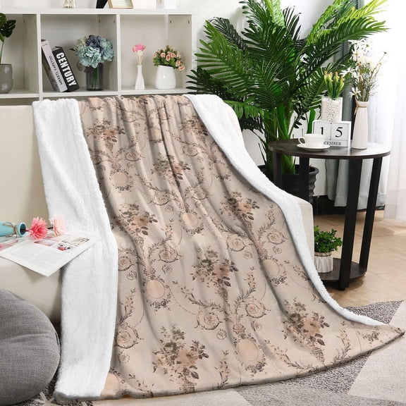Pioneer Flower Floral Print Pattern Blanket,Comfortable Soft Lamb Wool Throw Blanket,All Season,Warm Lightweight Blankets for Sofa Bed Couch Living Room Chair,40"x50"