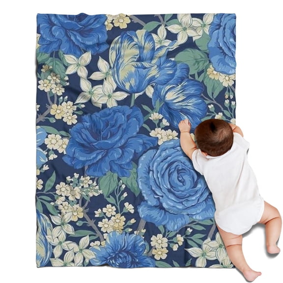 Pioneer Flower Floral Print Pattern Blanket,Comfortable Soft Lamb Wool Throw Blanket,All Season,Warm Lightweight Blankets for Sofa Bed Couch Living Room Chair,30"x40"