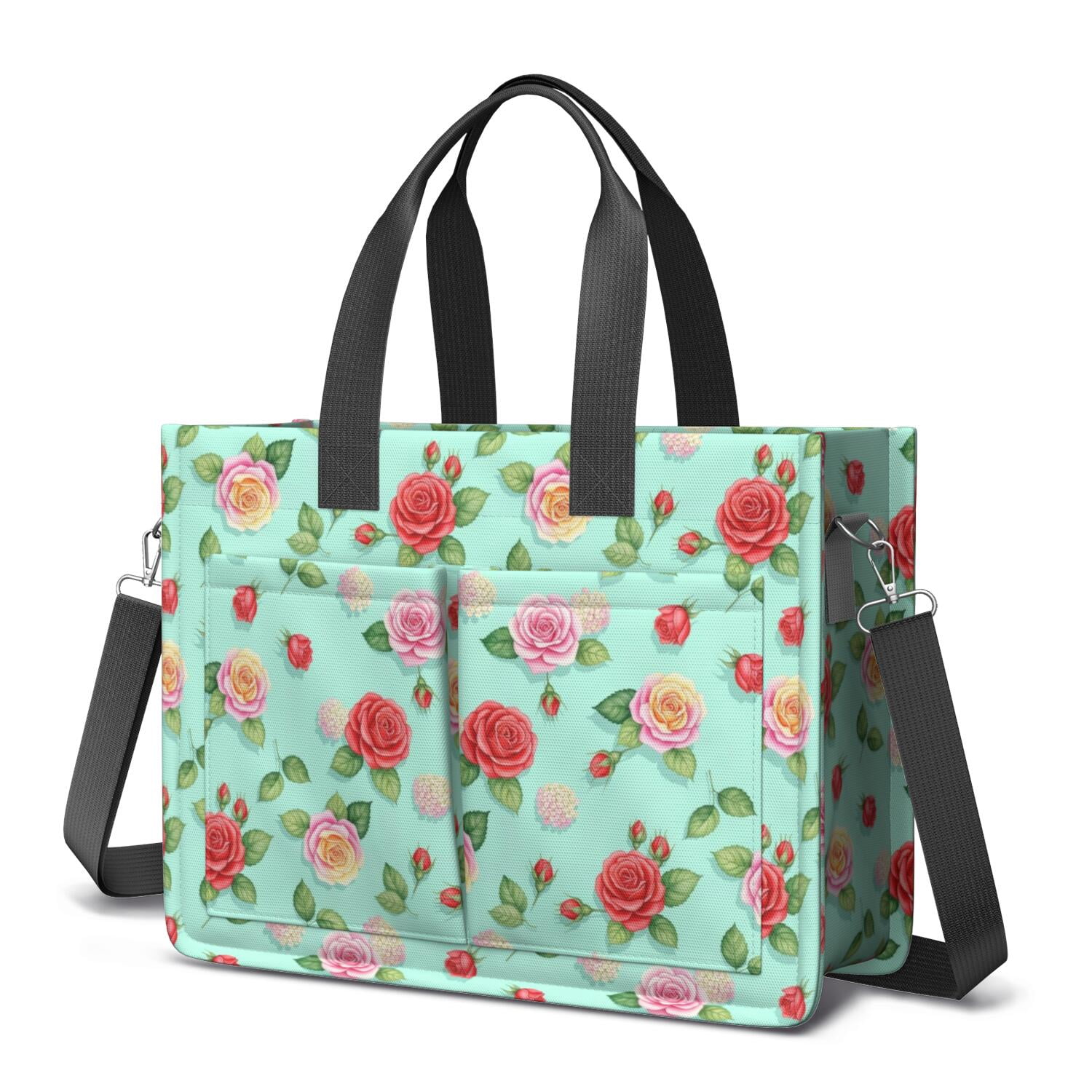 Pioneer Flower Floral Print Pattern Canvas Messenger Tote Bag, Laptop ...