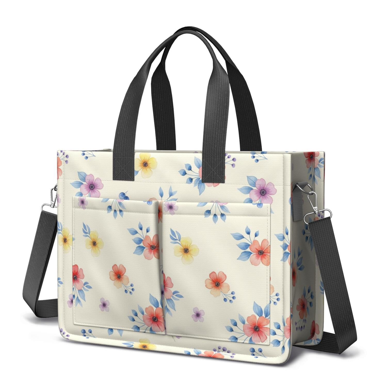 Pioneer Flower Floral Print Pattern Canvas Messenger Tote Bag, Laptop ...