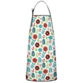 thumbnail image 1 of Pioneer Flower Floral Print Pattern Cotton Linen Apron with Pockets, Waterproof Adjustable, 33x27 Inch for Kitchen, Gardening, BBQ, Salon, 1 of 6