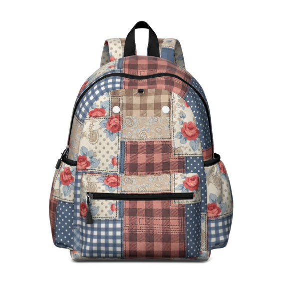 Pioneer Flower Floral Print Pattern Cute School Backpack with Padded Back and Adjustable Shoulder Straps 13.4"x11"x4.7"